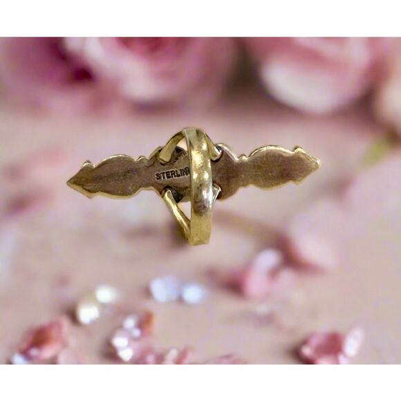 Turquoise Four Stone Long Southwestern Sterling Silver Ring Size 8 - Picture 4 of 5